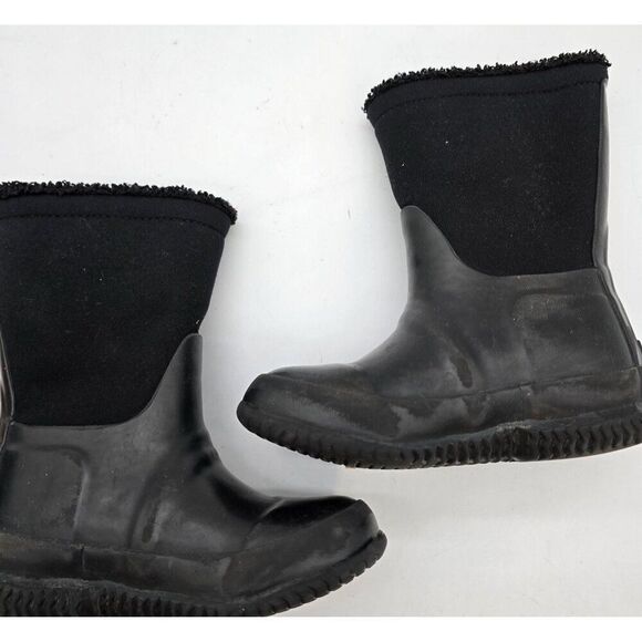 Hunter Black Rubber & Neoprene Rain Boots Kids Size 8.5  Rubber Soles - Picture 5 of 8